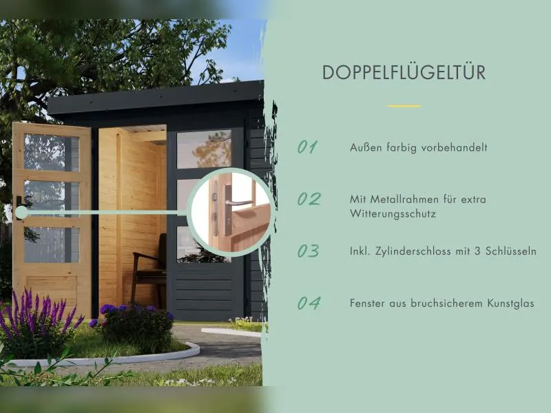 Karibu Hybrid Gartenhaus Jupiter 2 C anthrazit/anthrazit