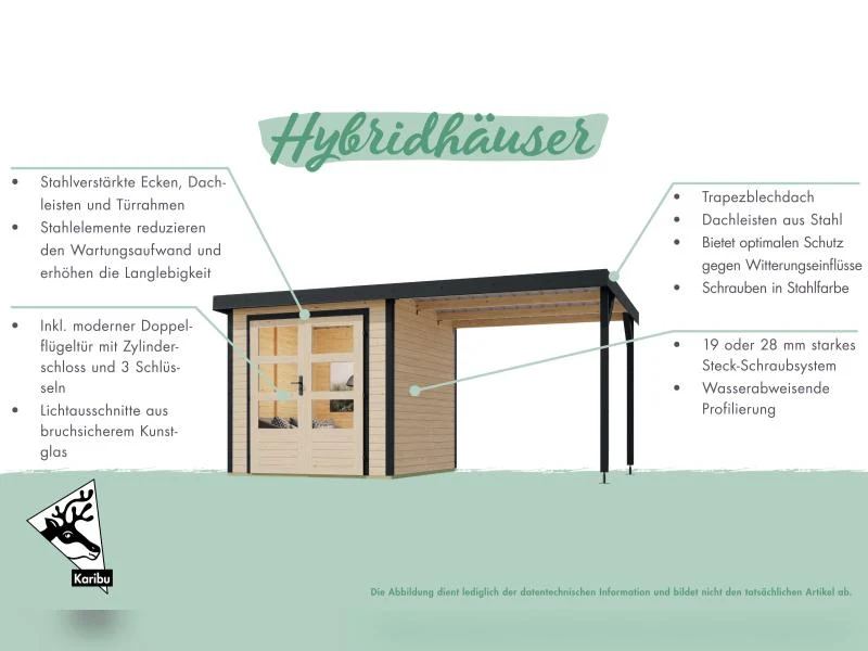 Karibu Hybrid Gartenhaus Jupiter 2 A naturbelassen/anthrazit