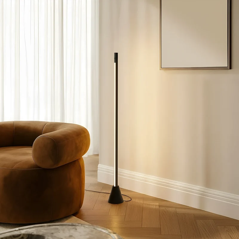 B-Ware Lucande Stehleuchte Linija Standlampe LED schwarz Sensor Dimmer 110 cm 17W 3000K