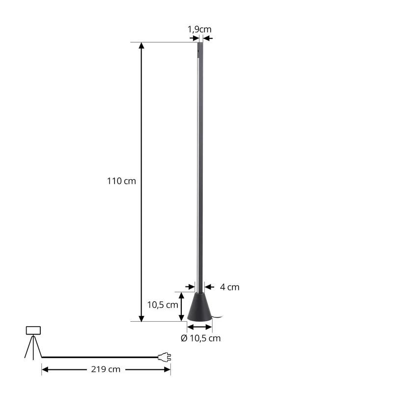 B-Ware Lucande Stehleuchte Linija Standlampe LED schwarz Sensor Dimmer 110 cm 17W 3000K
