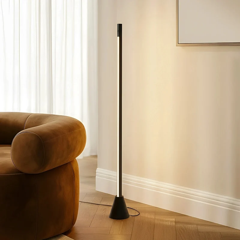 B-Ware Lucande Stehleuchte Linija Standlampe LED schwarz Sensor Dimmer 110 cm 17W 3000K