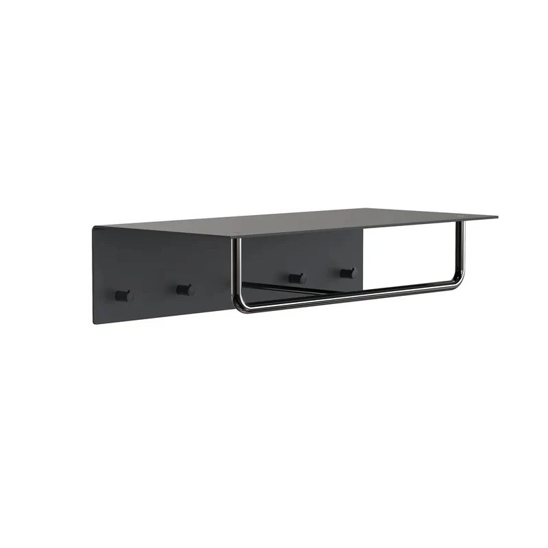B-Ware Frost Wandgarderobe Garderobenleiste Haken Stange 600 mm schwarz Aluminium Unu