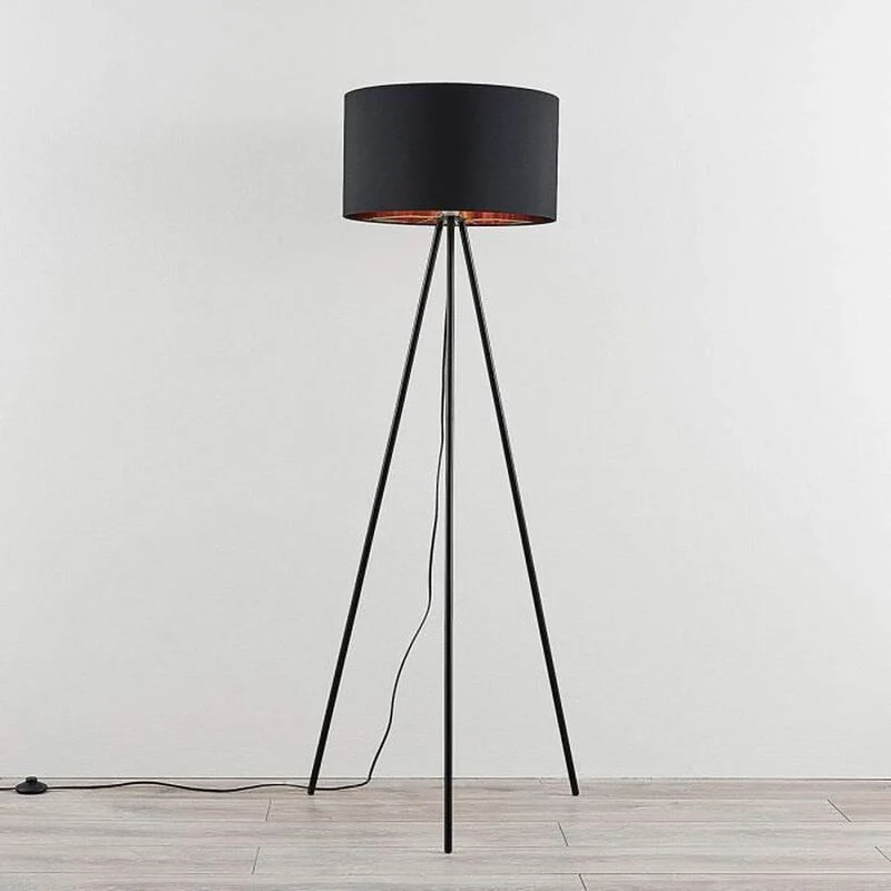 B-Ware Lampenwelt Dreibeinige Textil-Stehleuchte Folke Stehlampe Lampe Leuchte schwarz