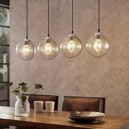 B-Ware Lindby Odila Pendelleuchte Pendelleuchte Lampe Leuchte 4 Glaskugeln rauchgrau266