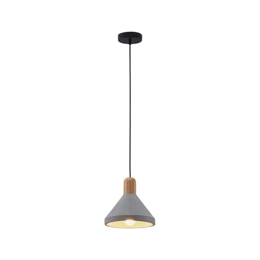 B-Ware Lindby Beton-Pendelleuchte Lampe Leuchte Hängeleuchte IP20 Caisy mit Holz, r861