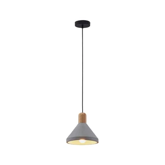 B-Ware Lindby Beton-Pendelleuchte Lampe Leuchte Hängeleuchte IP20 Caisy mit Holz, r861