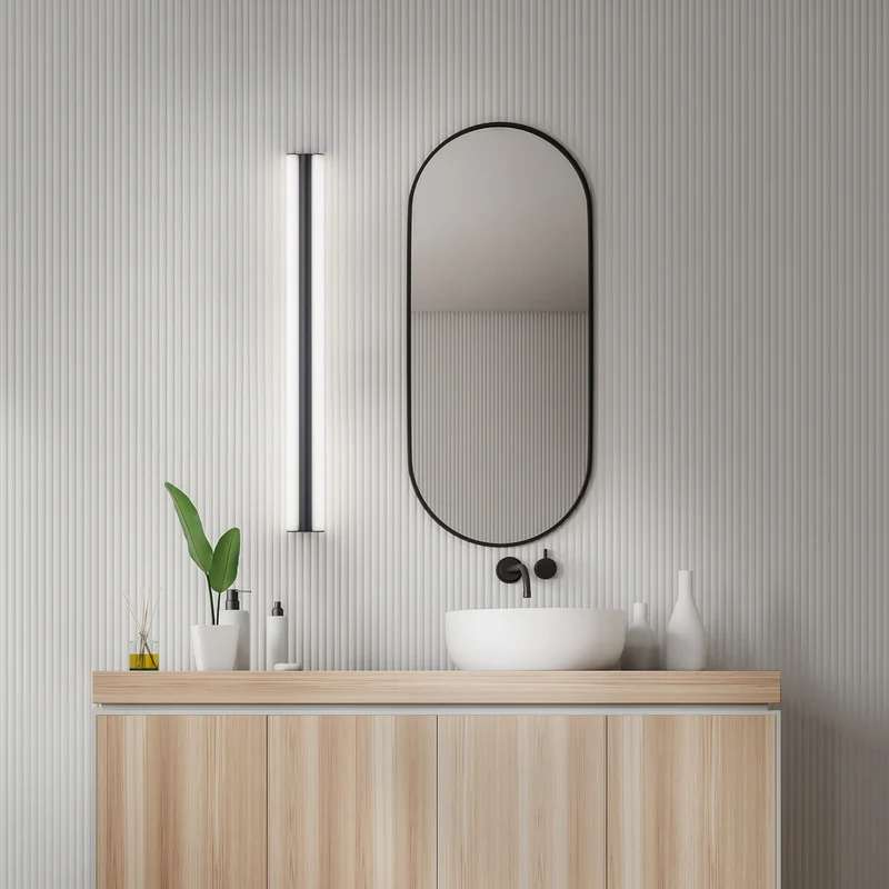 B-Ware Helestra Spiegellampe Spiegelleuchte LED Loom Badezimmer Schwarz 90 cm 36 W IP44