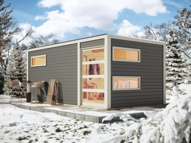 Karibu Saunahaus Hygge 38 mm- terragrau- ohne Ofen