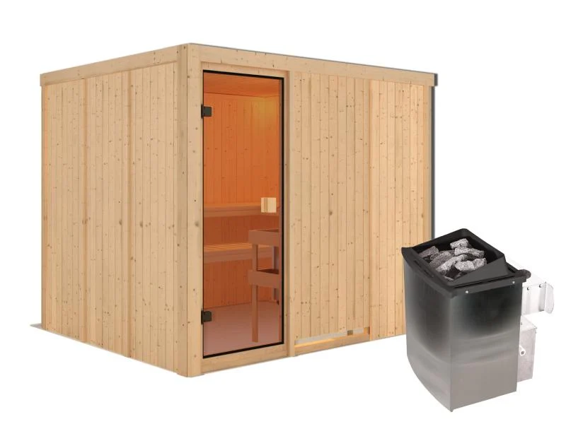 Karibu Sauna Nybro 68 mm inkl. 9 kW Ofen integr. Strg