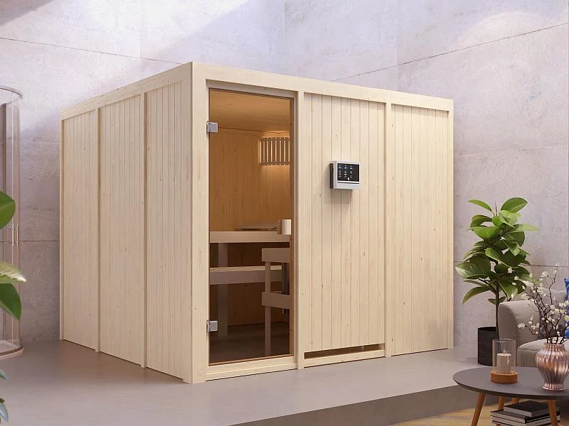 Karibu Sauna Arvika 68 mm inkl. 9 kW Ofen ext. Strg