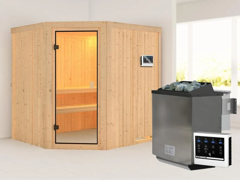 Karibu Sauna Bodo 68 mm inkl. 9 kW Bioofen ext. Steuerung