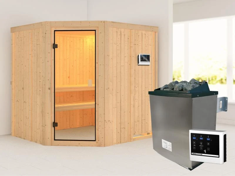 Karibu Sauna Bodo 68 mm inkl. 9 kW Ofen ext. Steuerung