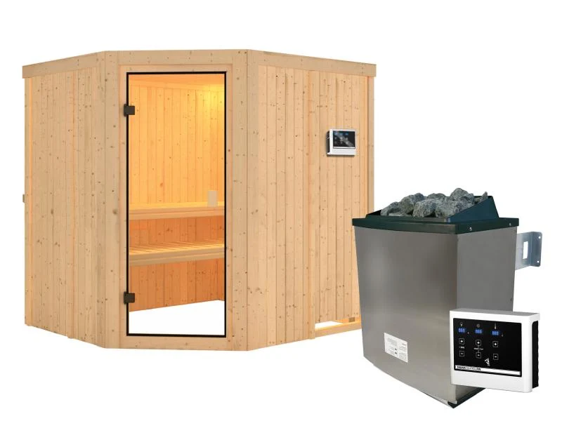 Karibu Sauna Bodo 68 mm inkl. 9 kW Ofen ext. Steuerung