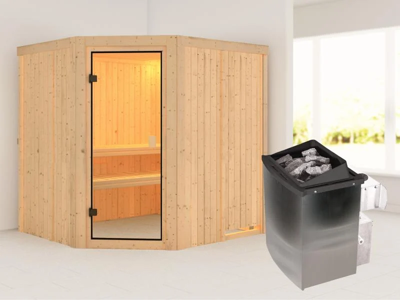 Karibu Sauna Bodo 68 mm inkl. 9 kW Ofen integr. Steuerung