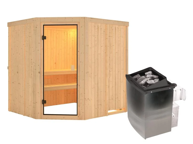 Karibu Sauna Bodo 68 mm inkl. 9 kW Ofen integr. Steuerung