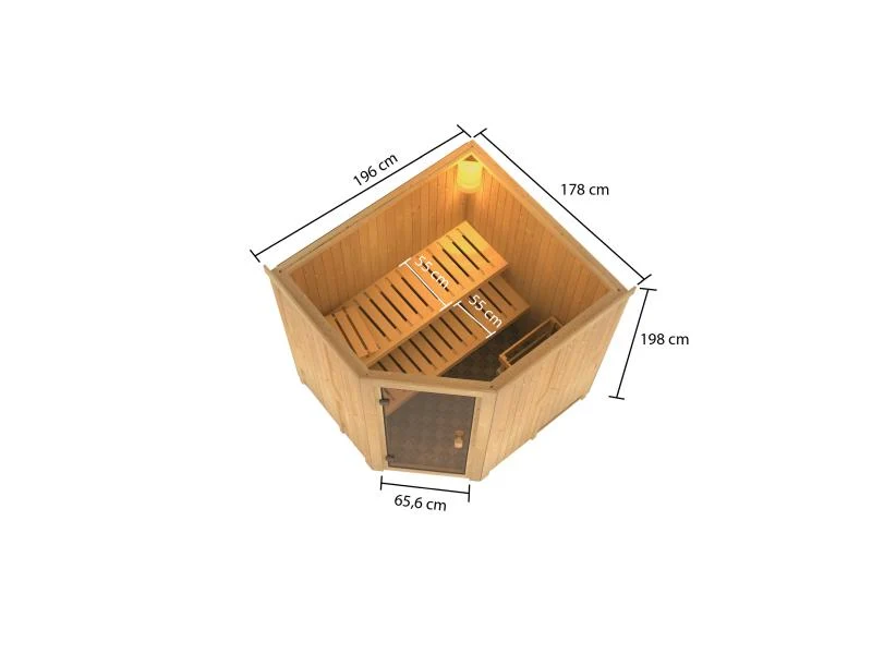 Karibu Sauna Bodo 68 mm inkl. 9 kW Ofen integr. Steuerung