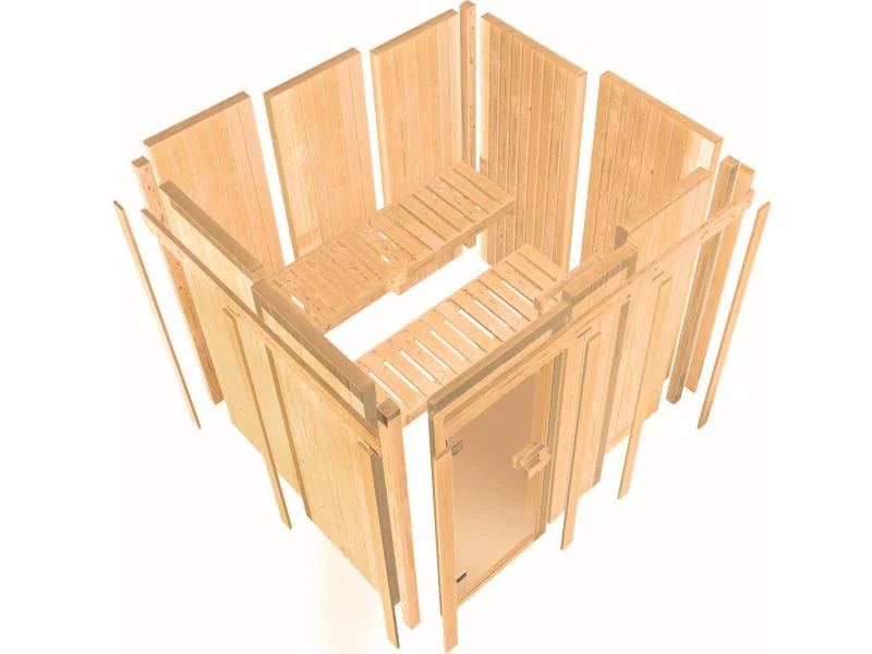 Karibu Sauna Bodo 68 mm inkl. 9 kW Ofen integr. Steuerung