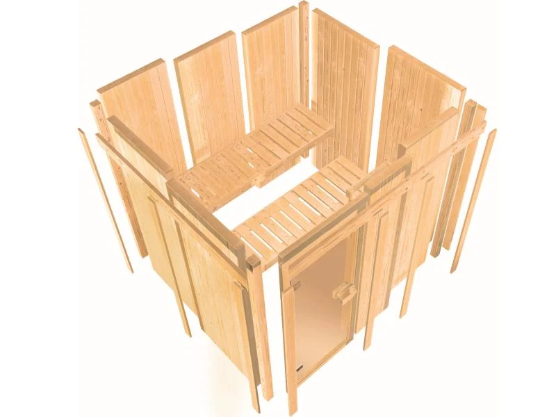 Karibu Sauna Tromsö 68 mm inkl. 9 kW Bioofen ext. Steuerung
