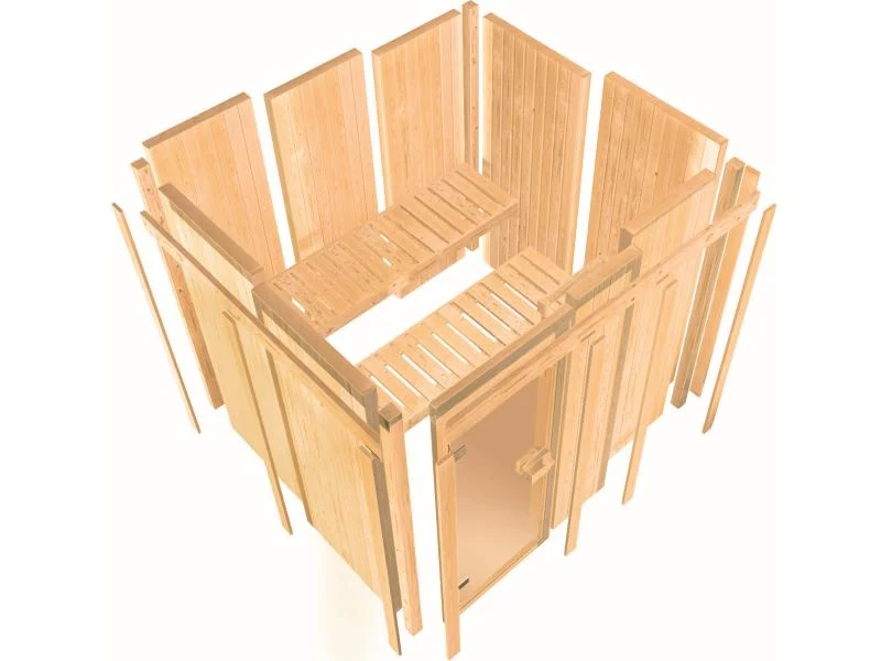 Karibu Sauna Tromsö 68 mm inkl. 9 kW Ofen integr. Steuerung