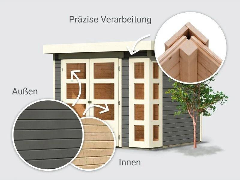 Norlinio Gartenhaus Kerken 3 terragrau inkl. Fußboden