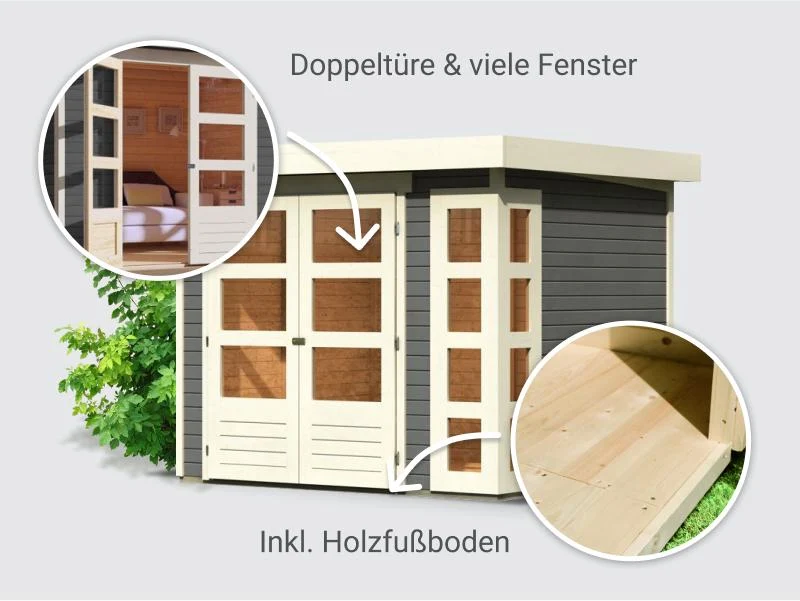 Norlinio Gartenhaus Kerken 3 terragrau inkl. Fußboden