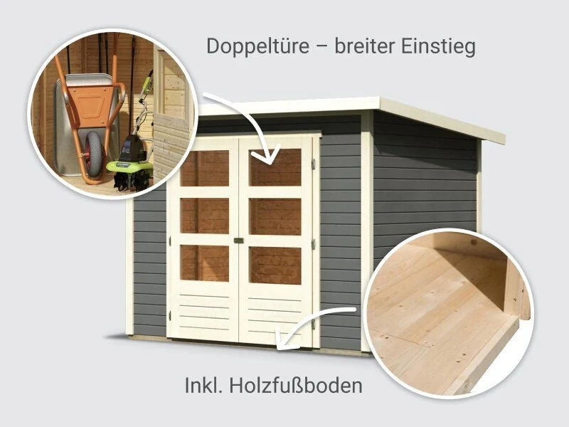 Norlinio Gartenhaus Stegen 3 terragrau inkl. Fußboden