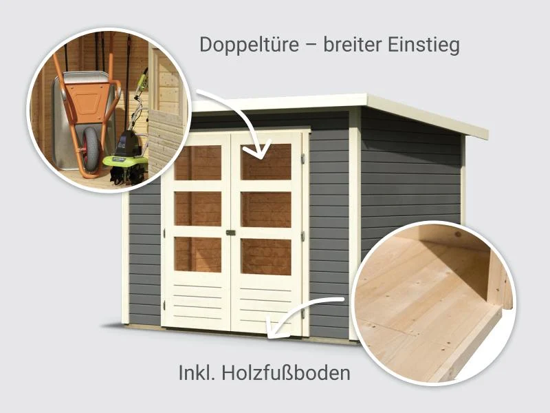 Norlinio Gartenhaus Stegen 3 terragrau inkl. Fußboden