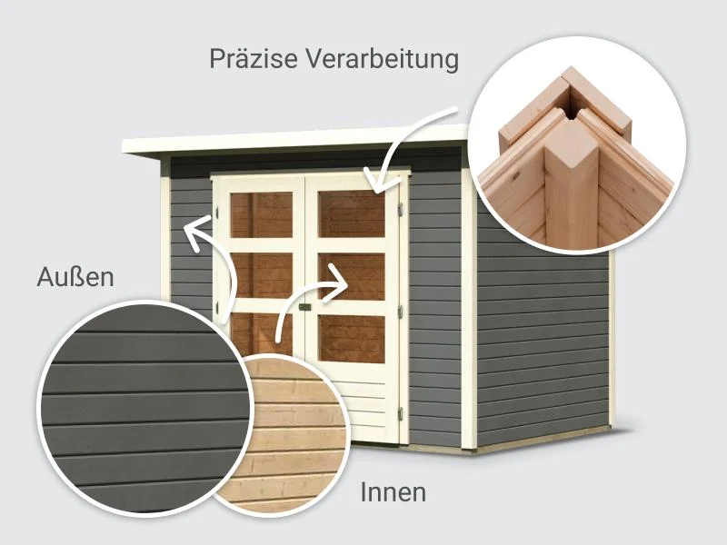 Norlinio Gartenhaus Stegen 3 terragrau inkl. Fußboden