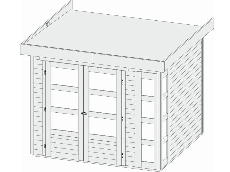 Norlinio Gartenhaus Kerken 3 terragrau inkl. Fußboden und Anbaudach 2,40 m
