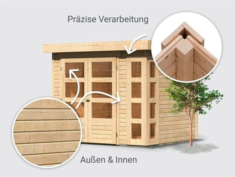Norlinio Gartenhaus Kerken 3 natur inkl. Fußboden