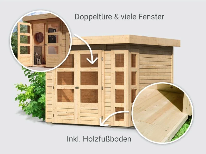 Norlinio Gartenhaus Kerken 3 natur inkl. Fußboden
