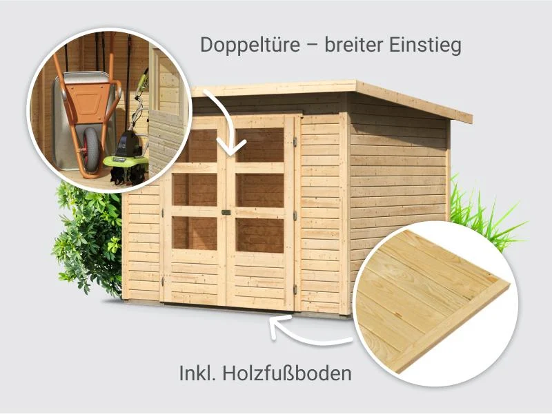Norlinio Gartenhaus Stegen 3 natur inkl. Fußboden