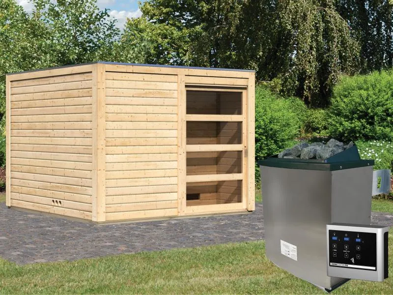 Karibu Saunahaus Cuben 38 mm inkl. 9-kW-Ofen