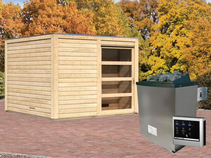 Karibu Saunahaus Cuben 38 mm inkl. 9-kW-Ofen
