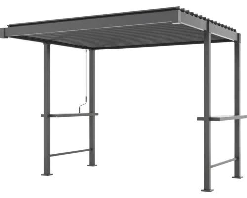 B-Ware Konsta Grillpavillon Grillpergola Pergola Lamellen anthrazit 300x250cm