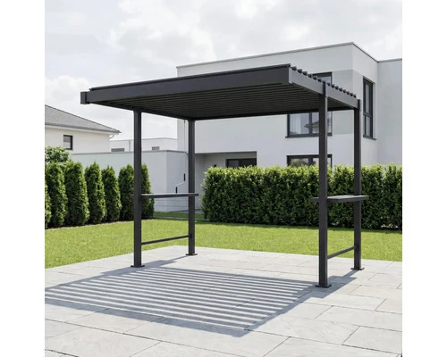 B-Ware Konsta Grillpavillon Grillpergola Pergola Lamellen anthrazit 300x250cm