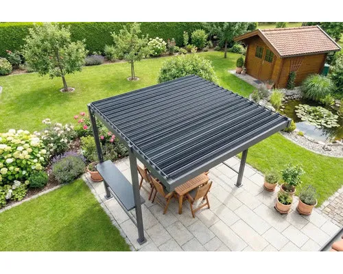 B-Ware Konsta Grillpavillon Grillpergola Pergola Lamellen anthrazit 300x250cm