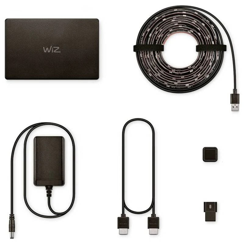 B-Ware WiZ LED Streifen Set Lichtband Sync Box Starter Kit Schwarz 260 cm EU RGB CCT789