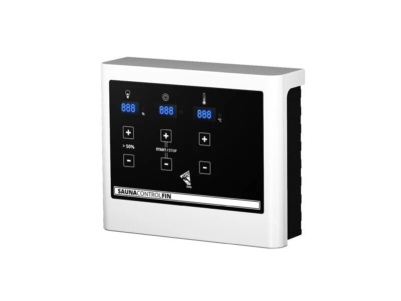 Karibu Sauna Sahib 1 inkl. 9 kW Ofen mit ext. Steuerung, mit Klarglas-Ganzglastür -mit Dachkranz-