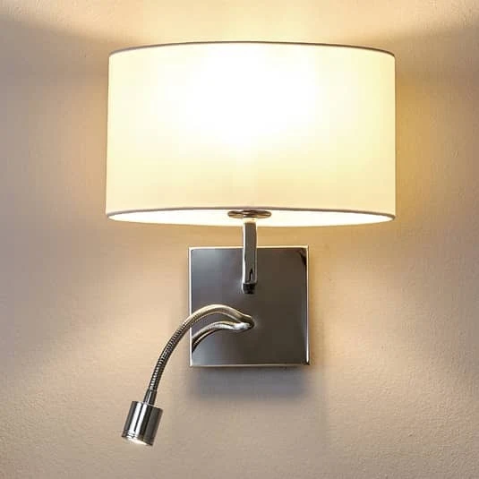 B-Ware Lucande Weiße Stoff-Wandleuchte Wandleuchte Lampe Leuchte Karla mit LED-Leselich
