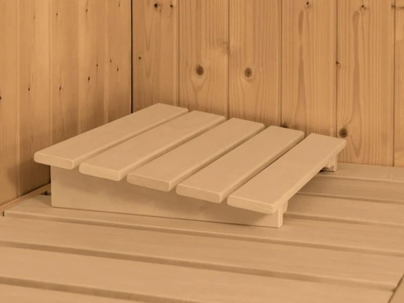 Karibu Sauna Siirin inkl. 9kW Ofen mit int. Steuerung mit Klarglas Ganzglastür -mit Dachkranz-