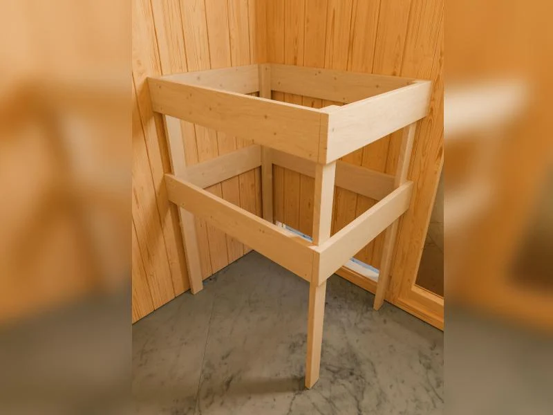 Karibu Sauna Siirin inkl. 9kW Ofen mit ext. Steuerung mit Klarglas Ganzglastür -ohne Dachkranz-