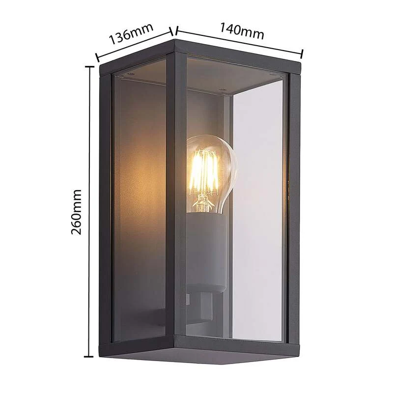 B-Ware Lindby Außenwandleuchte Peldar LED Gartenlampe anthrazit 26cm dimmbar IP44