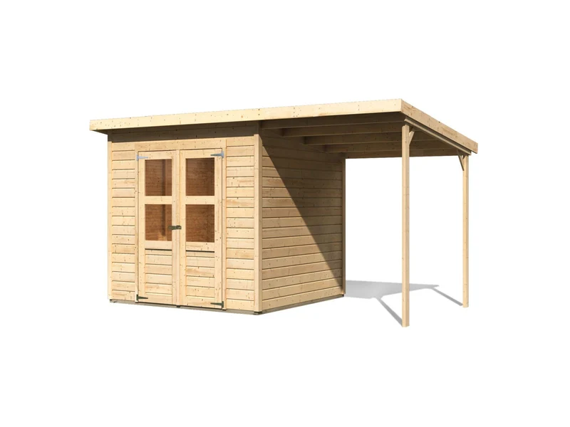 Karibu Gerätehaus Merseburg 4 SET mit Anbaudach