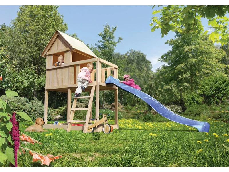 Karibu Stelzenhaus Frieda + Rutsche blau