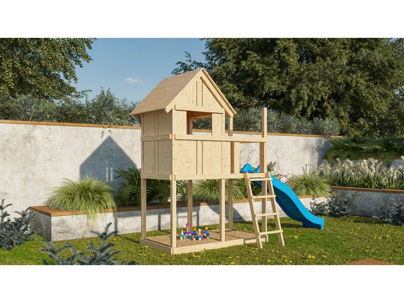 Karibu Stelzenhaus Frieda + Rutsche blau