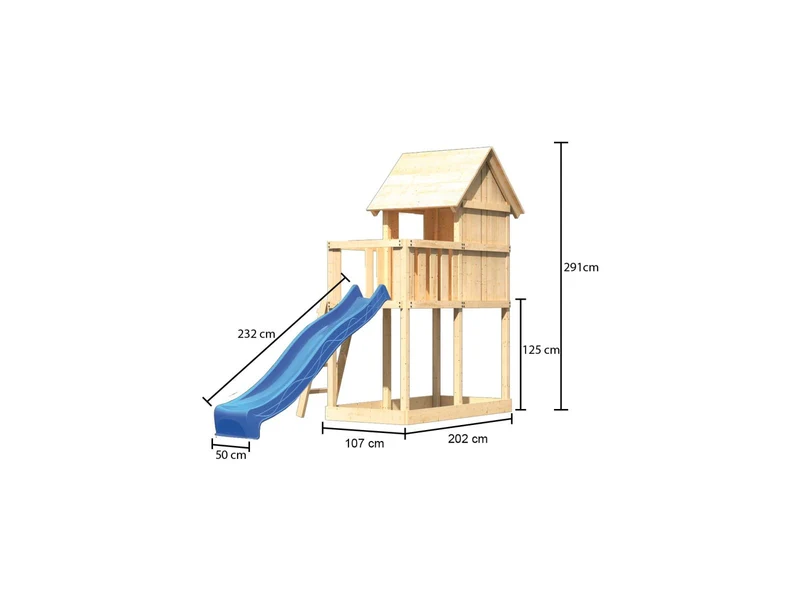 Karibu Stelzenhaus Frieda + Rutsche blau