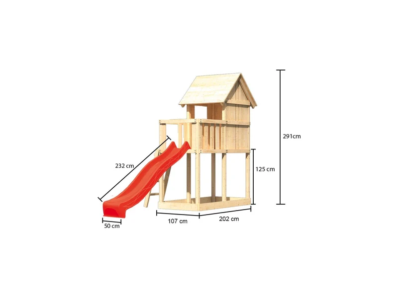Karibu Stelzenhaus Frieda + Rutsche rot