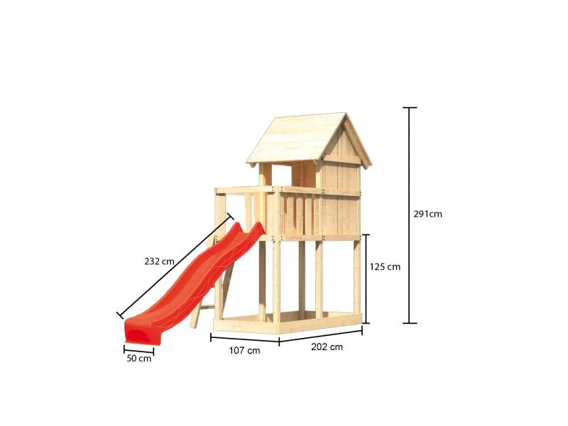 Karibu Stelzenhaus Frieda + Rutsche rot
