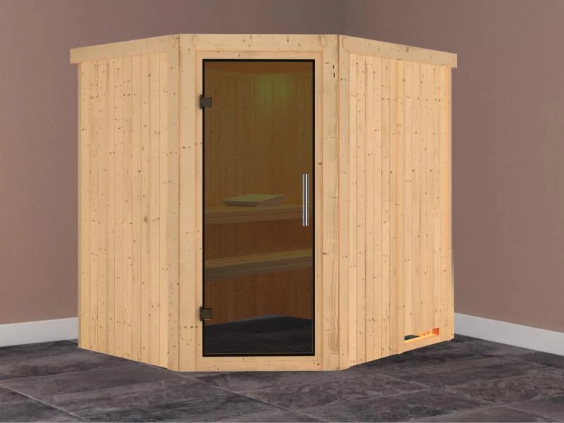 Lilja - Karibu Sauna Plug & Play ohne Ofen - ohne Dachkranz - Moderne Saunatür